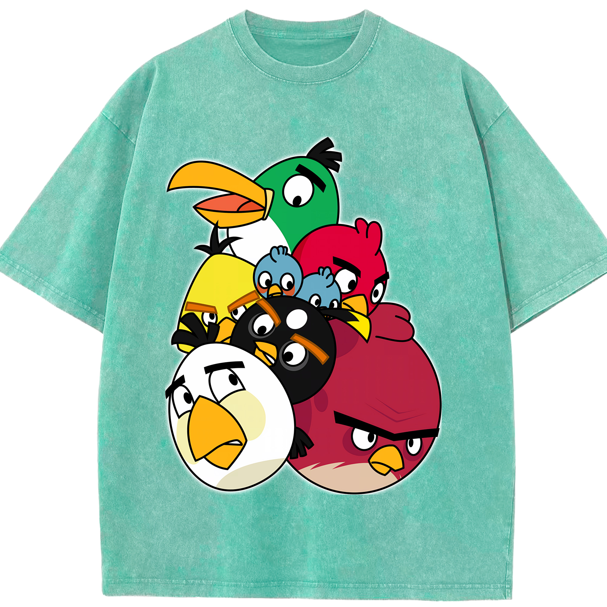 （画像用） Angry Birds アングリーバード 綿100% ヴィンテージ風 半袖Tシャツ（フロントプリント）